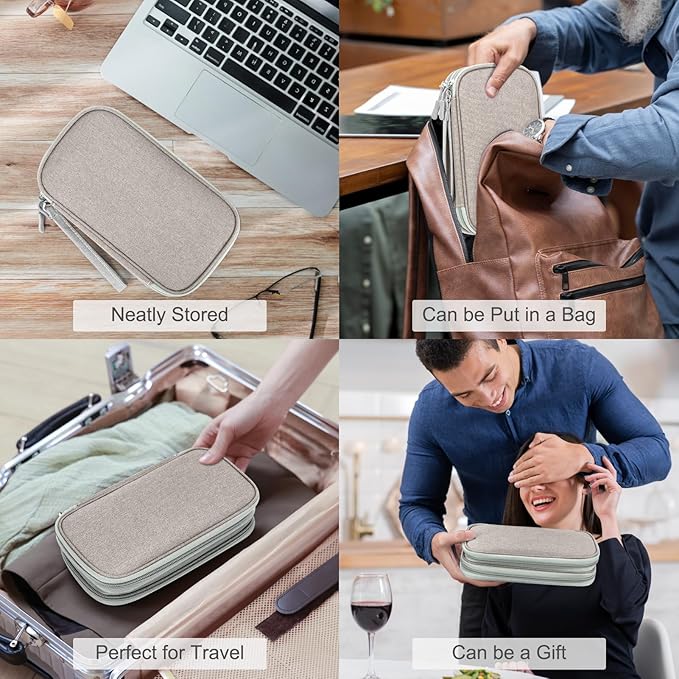 FYY Electronic Organizer, Travel Tech Pouch Bag, Medium, Khaki