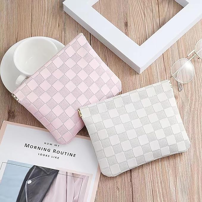 HIGH FIT Leather Pocket Cosmetic Bag for Purse,Coin Purse Lipstick Cosmetic Accessories Organizer, Travel Kit Storage Pouch,Waterproof Portable No Zipper Self-closing Small Makeup Pouch for Women