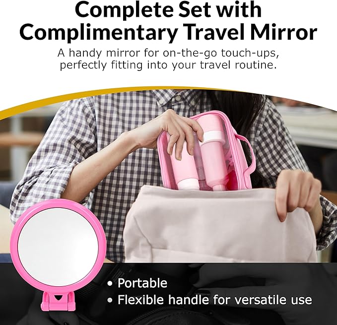Pink Clear Makeup Bag, Travel Cosmetic Pouch with Transparent Front, Quart Size Toiletry Organizer for Women, Girls & Teens, Cute Makeup Case