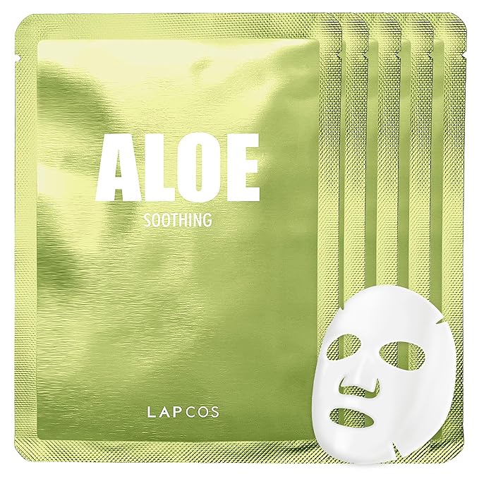 LAPCOS K Beauty Aloe Sheet - Soothing & Hydrating Face Mask (Pack of 10)