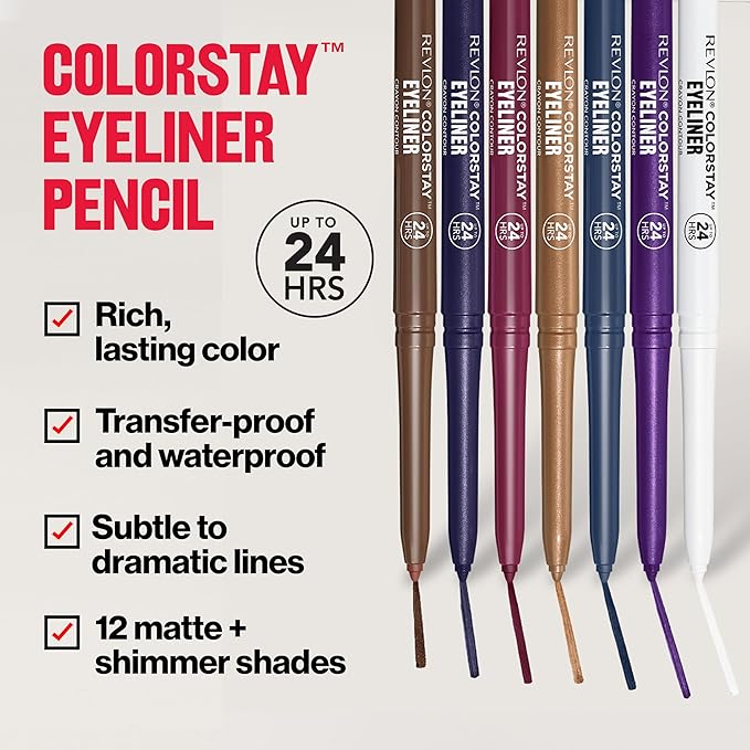 REVLON ColorStay Pencil Waterproof Eyeliner, 214 Grape, 0.01 oz