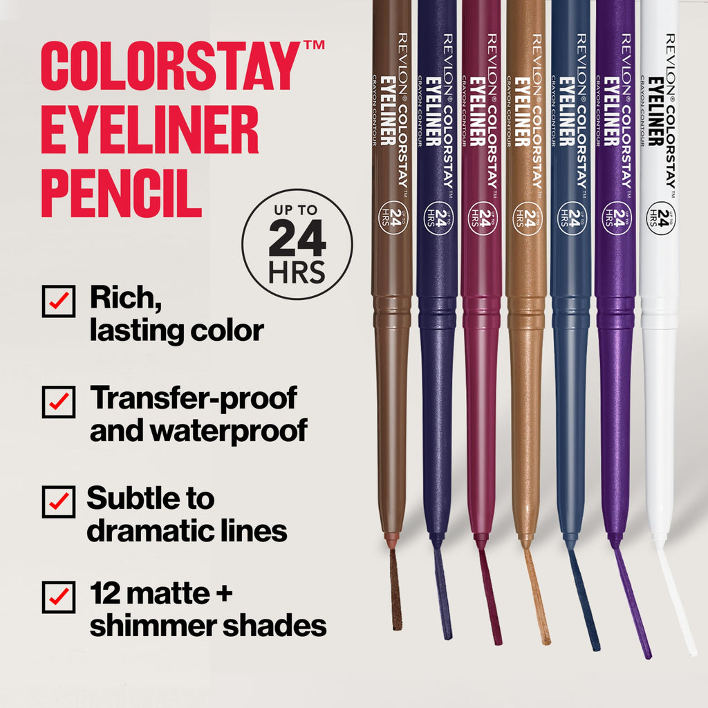 REVLON ColorStay Pencil Waterproof Eyeliner, 214 Grape, 0.01 oz