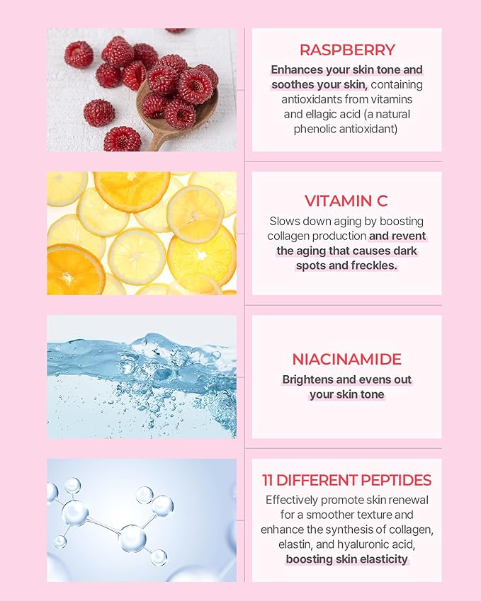 BE THE SKIN Vitavita Raspberry Serum - Anthocyanin + Vitamin BBCC & Niacinamide, 11 Peptides & 5-Type Hyaluronic Acid, Helps Visibly Glow & Even Skin Tone | Korean Ampoule 1.01 fl oz