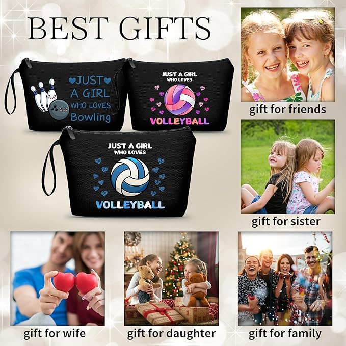 ARIOSEY Volleyball Gifts for Girls Women, Small Black Makeup Cosmetic bag