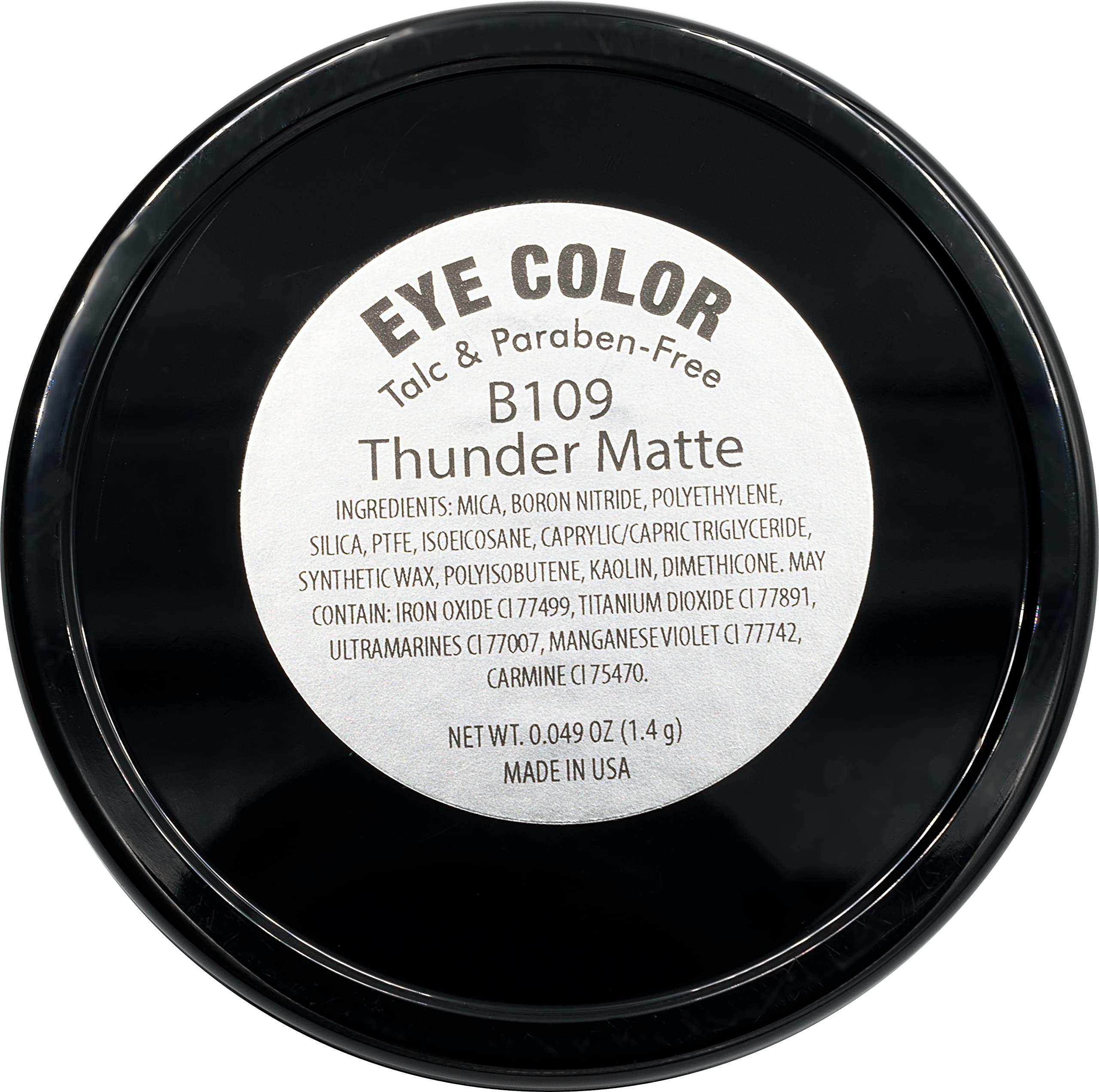 Pure Ziva Thunder Matte Dark Grey Blue Gray Pressed Powder Single Eyeshadow; Talc, Paraben & Cruelty Free