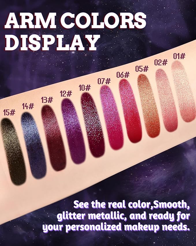 Caedelfly Plum Metallic Lipstick, Glitter Shimmer Lipstick for Halloween-10