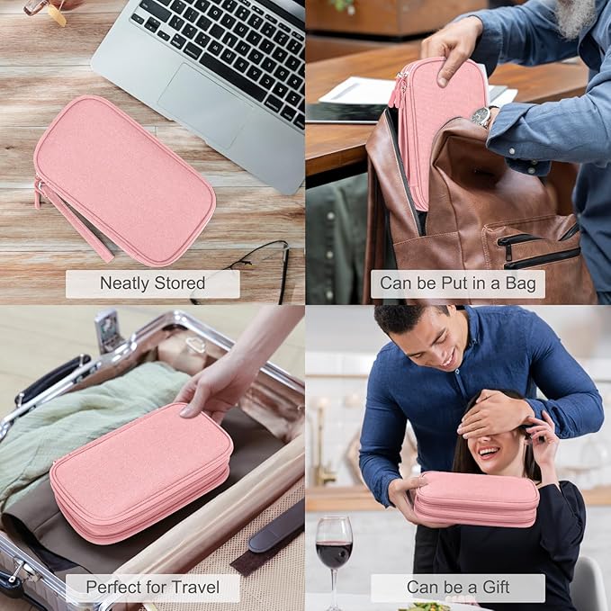 FYY Electronic Organizer, Travel Tech Pouch Bag, Medium, Pink