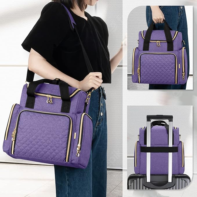 LUXJA Travel Makeup Bag with 2 Removable Makeup Cases, Purple