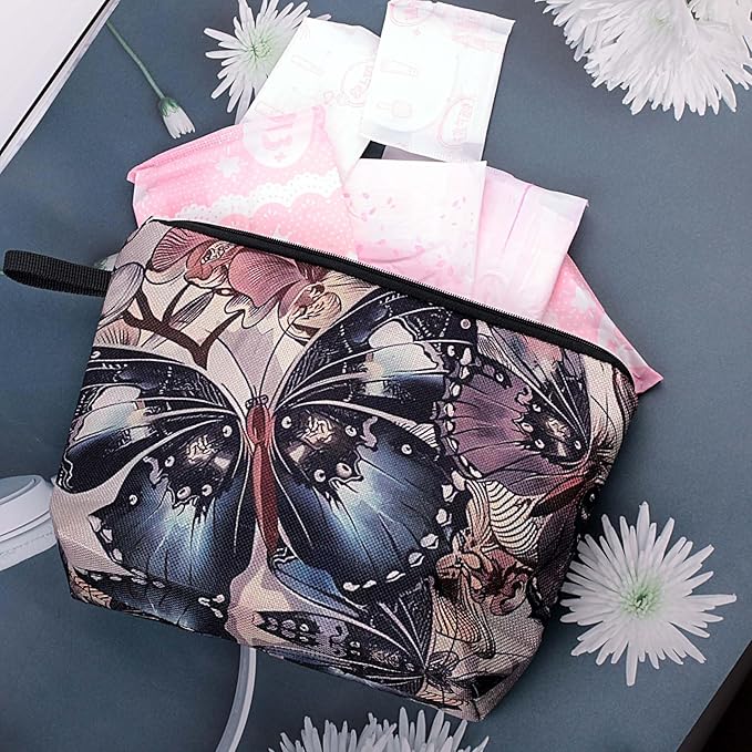Pebarmnt Cute Animal Lovers Gifts Butterfly Cosmetic Bag Makeup Pouch with Zipper (butterfly)