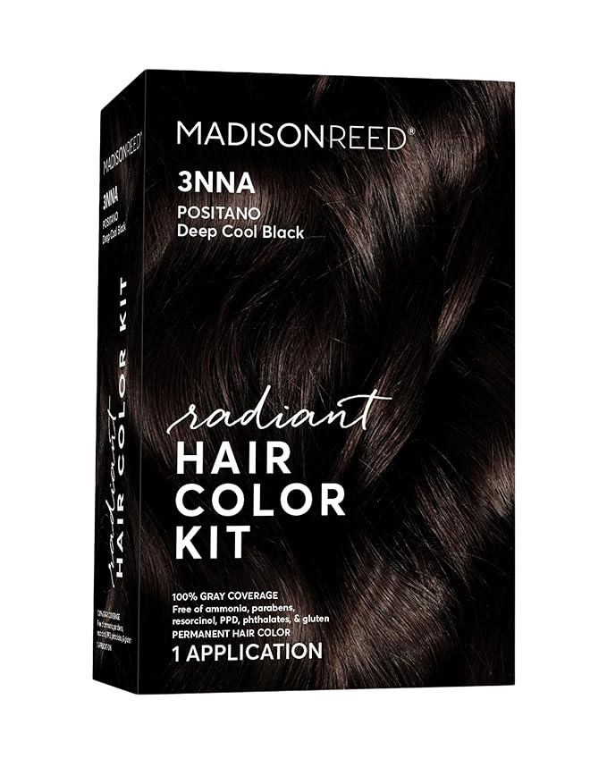 Madison Reed Radiant Hair Color Kit - 3NNA Cool Black-Brown with Ash Undertones (Positano Black), Salon-Quality Permanent Hair Dye, 100% Gray Coverage | PPD-Free & Ammonia-Free, 1 Pack