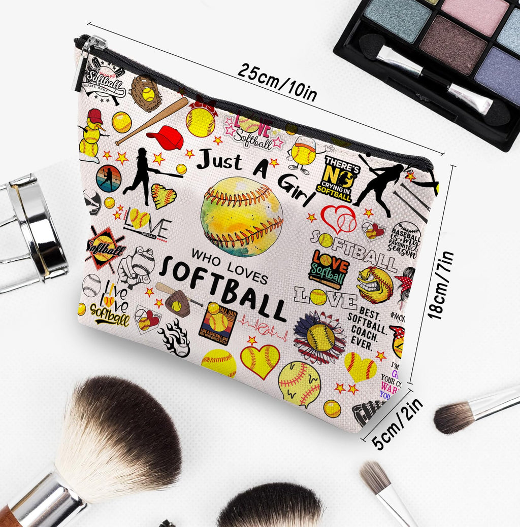 Softball Gifts: Cosmetic Bag & Travel Pouch for Women, Birthday Gifts for Softball Fans & Players, Coach Accessories