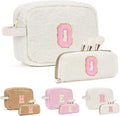ibeacos for Valentines Day Gifts, Travel Makeup Bag for Women, Initial Make Up Bag Set for 6 7 8 9 10 11 12 13 Years Old Kids Tween Girls, Large Cosmetic Skincare Bags for Birthday Gifts, White O