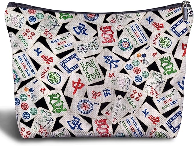 Zomhix Mahjong Gifts Cosmetic Bag - Mahjong Makeup Bag Women's Zippered Bag for Purse, Mahjong Cosmetic Bags for Women