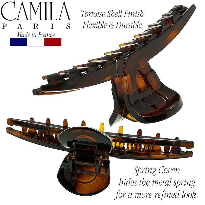 Camila Paris CP2371 French Hair Clip for Women, Narrow, Strong Hold Grip Double Tooth Girls Hair Claw Clips Jaw, Fashion Durable Styling Hair Accessories for Women, Made in France
