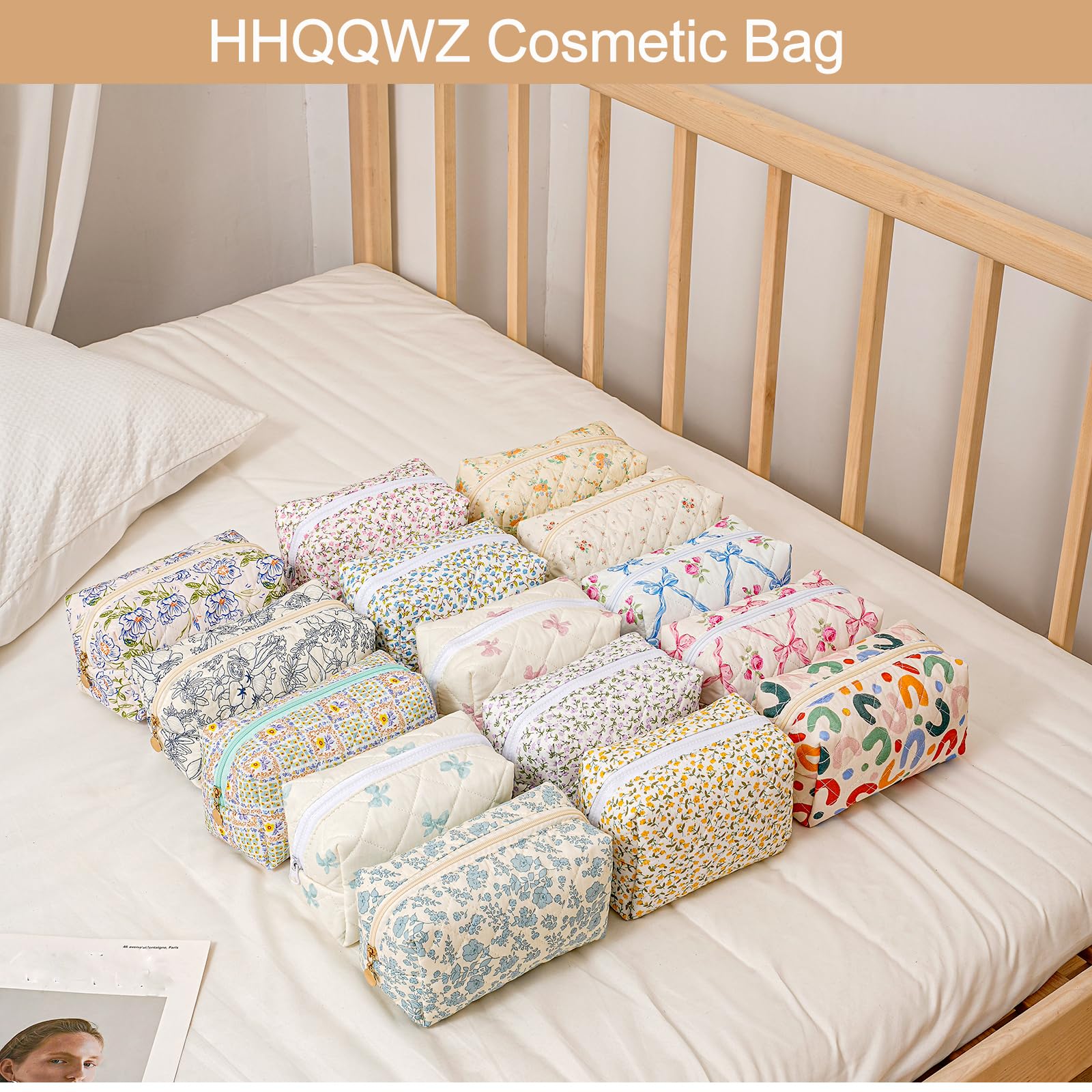 HHQQWZ Makeup Bag Travel Cosmetic Bag for Women Girls, Zipper Make Up Pouch, Floral Flowers Toiletry Organizer Makeup, Portable Storage Bag, Cosmetic Travel Cloth Bag (UU Colourful)