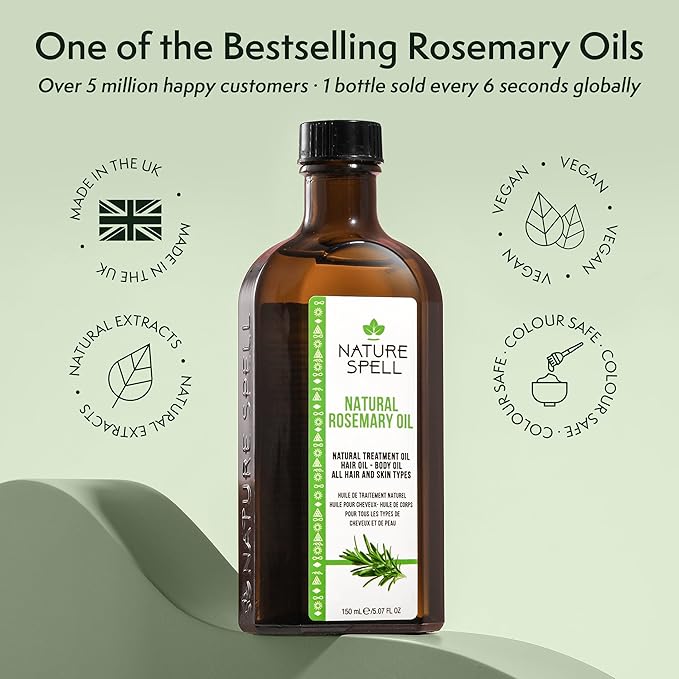Nature Spell Rosemary Oil for Hair Growth, Pre-Diluted, 5.07 Fl Oz