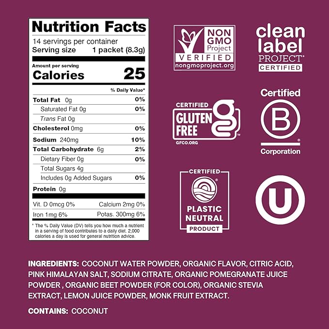Cure Hydration - Electrolyte Drink Powder Berry Pomegranate 14 Packets