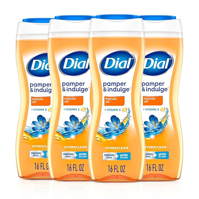 Dial Body Wash, Pamper & Indulge Marula Oil, 16 Fl Oz, 4-Pack
