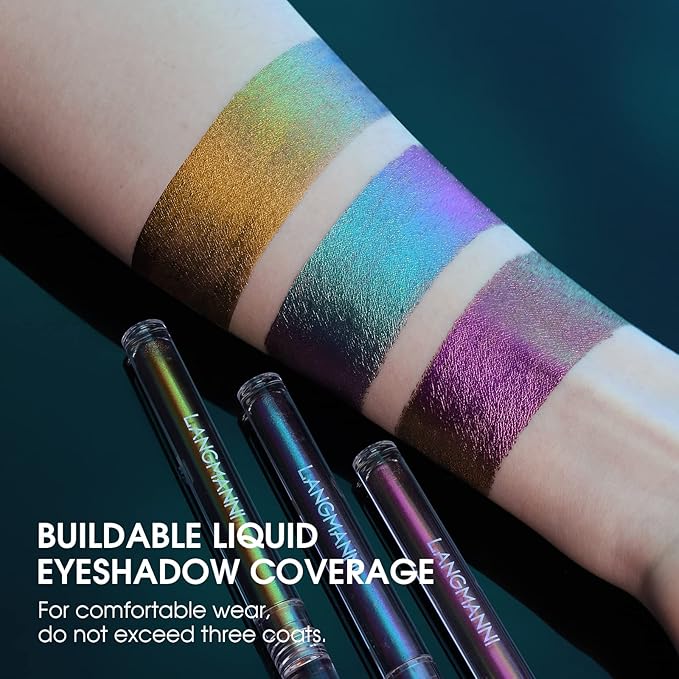 Jolilab 3Pcs Liquid Chameleon Eyeshadow Set, Holographic Multichrome Makeup