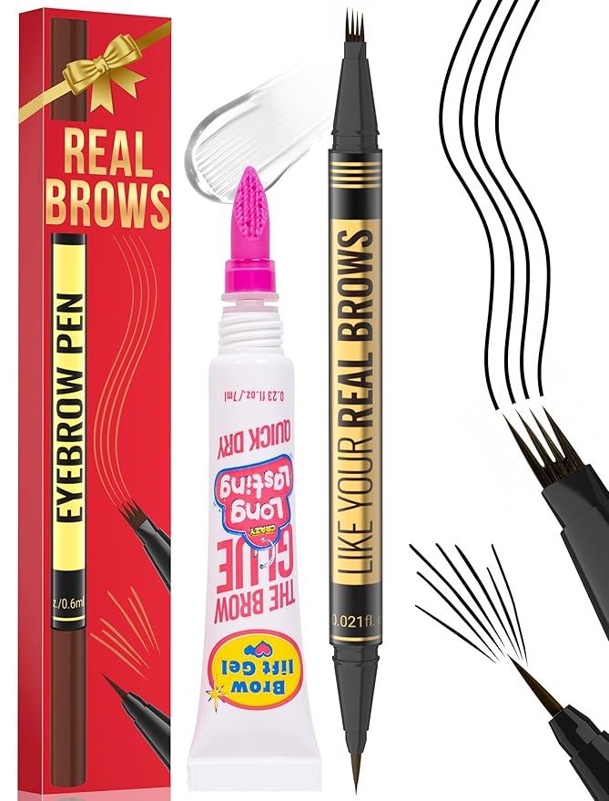Vevivia Dual-Tip Microblading Eyebrow Pencil & Clear Brow Gel, Black