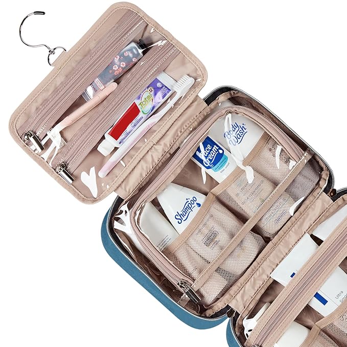 NISHEL Travel Toiletry Bag for women, Portable Hanging makeup Organizer
