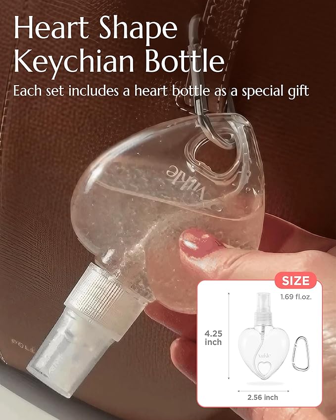 Vitkle Apricot Collagen Gel Serum Mist Korean Face Moisturizer Spray - 8 Layer Hyaluronic Acid and Bakuchiol - Heart Shape Clear Keychain Refillable Travel Portable Bottle, 6.76 fl.oz