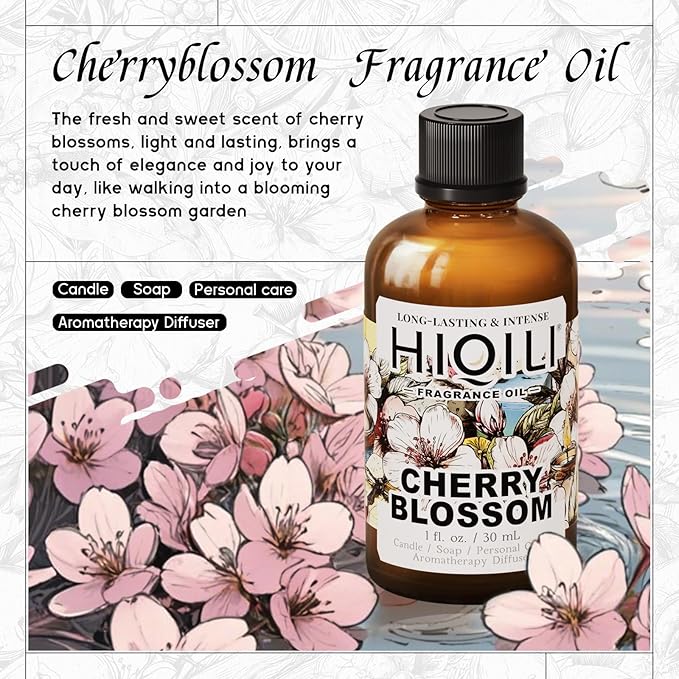 HIQILI Cherry Blossom Fragrance Oil, Floral Perfume Oil - 1 Fl Oz