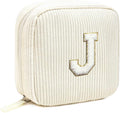 Easter Gifts for Kids - Monogram Personalized Initial Makeup Bags Cosmetic Pouch Make Up Case for Women Her Best Friend Friendship Sister Teacher, Birthday Gifts for Women (Letter J, Beige)