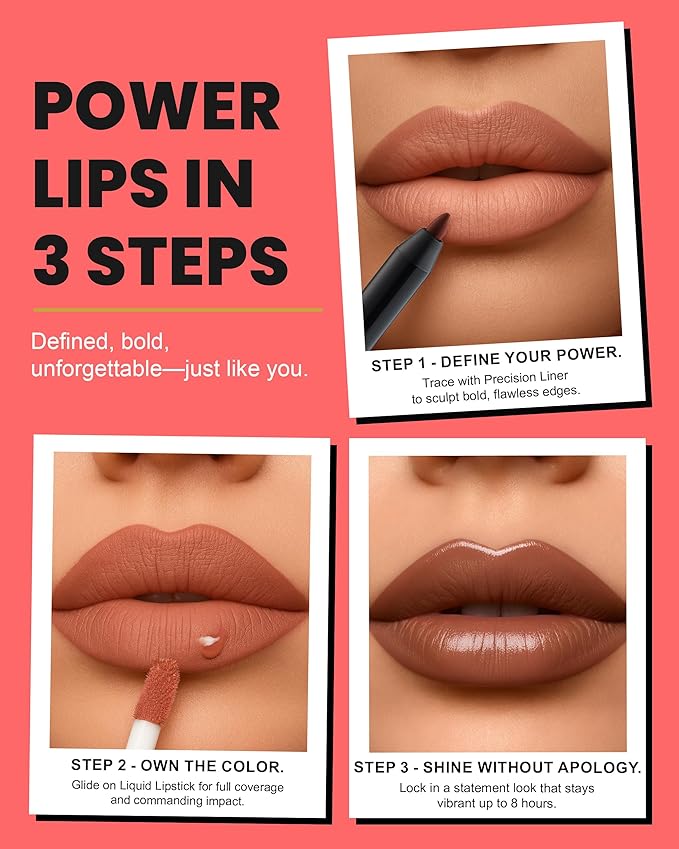 Kirby Kosmetics Lip Kit Duo – Making Moves - TikTok-Viral Precision Liner & Glossy Liquid Lipstick, Clean 2-Step Set with Hydrating Long-Wear Color – Bold Inclusive Beauty for Everyday Konfidence