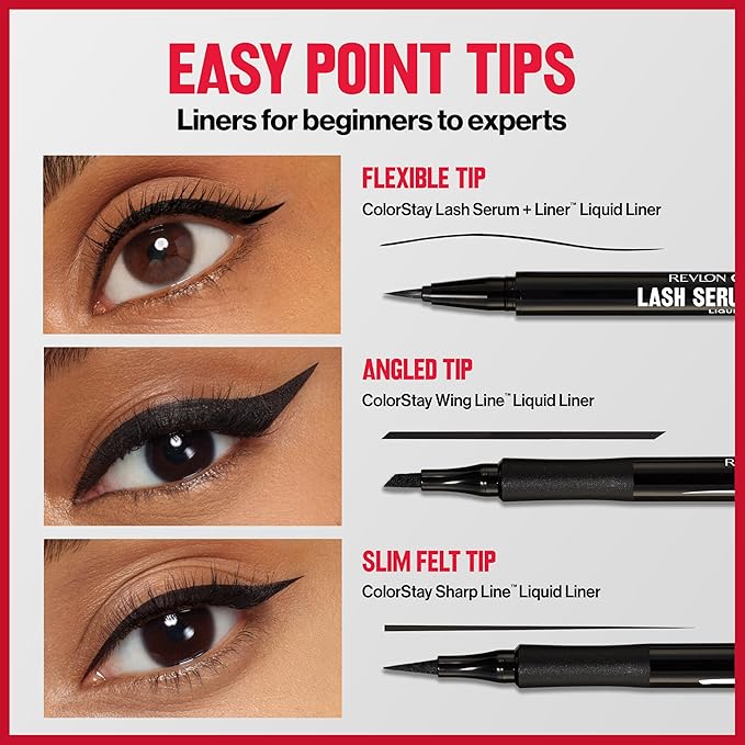 REVLON ColorStay Lash Serum + Liner, Liquid Eyeliner, 001 Blackest Black