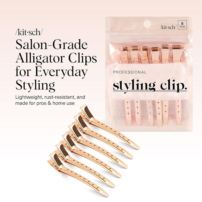 Kitsch Professional Alligator Clips - Rose Gold, 6 Pcs