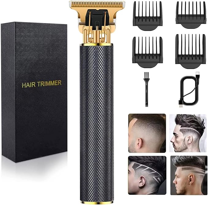 Hilandkom Hair Clippers for Mens Zero Gapped Cordless Hair Trimmer T-Blade Trimmer Professional Haircut & Grooming Kit Rechargeable Edgers Clippers Hair Trimmer Shaver Cutting Kit (Black)