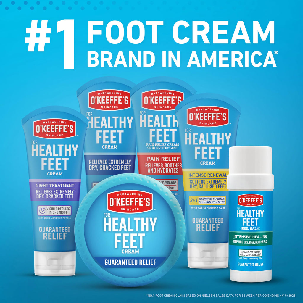 O'Keeffe's for Healthy Feet Foot Cream - 3.2 oz Jar (12 Pack) - Guaranteed Relief for Extremely Cracked, Dry Feet, Repairing Skincare, Instantly Boosts and Retains Moisture Levels