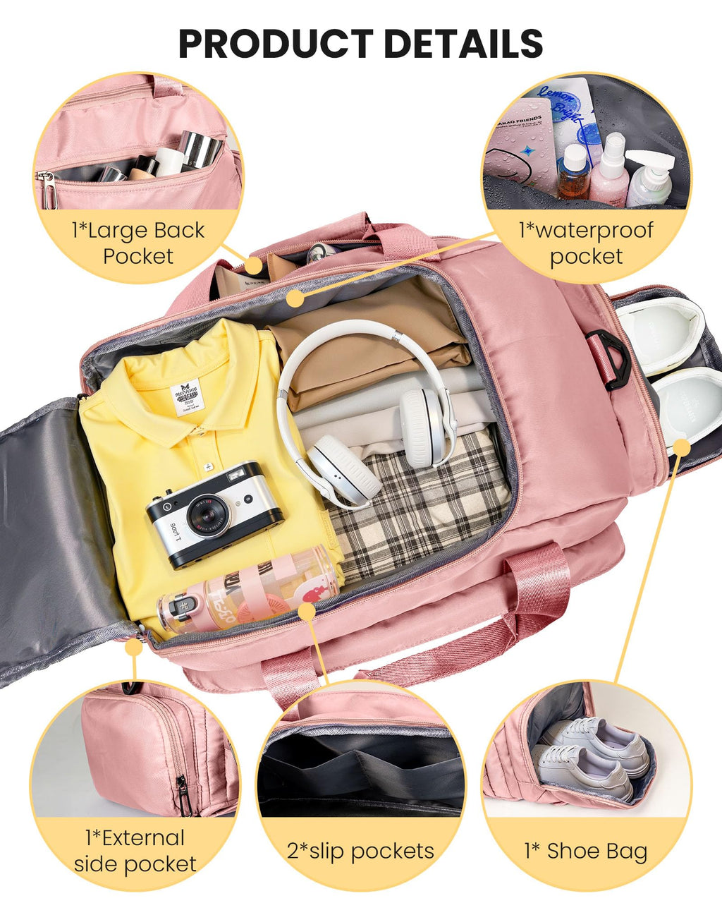 Vogewood Initial Gym Bags with Shoe Compartment, Gifts for Teen Girls 12-14