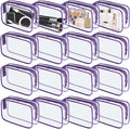 YedsIntu 16 Pieces Clear Makeup Bag PVC Zippered Clear Toiletry Carry Pouch Portable Cosmetics Bag Waterproof Makeup Bag Vinyl Plastic Organizer Case for Travel Vacation Bathroom (Purple-M)