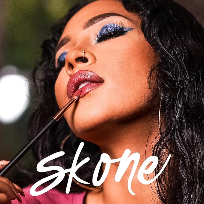 Skone Cosmetics Lip Brush - Luxe Premium Rose Gold and Synthetic Lip Makeup Brush - Professional Grade Nylon Lip Brush for Lipstick and Lip Glosses - Lipstick Brush Makeup Tool - Lipstick Brush Applicator - Cruelty Free Makeup Brushes