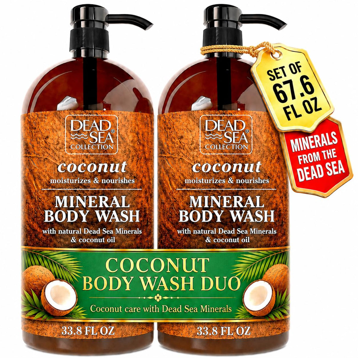 Dead Sea Collection Lavender Body Wash for Women and Men - with Pure Dead Sea Minerals and Lavender Oil - Gentle Cleanses and Moisturizes Skin - Pack of 2 (67.6 fl. oz)