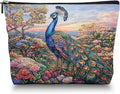 Scribesense Makeup Bag Travel Cosmetic Bags Small Makeup Case Waterproof Zipper Pouch for Women Girls 7X9inches - Peacock in A Dusk - Filled Floral Landscape