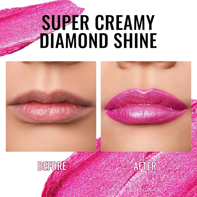 Oulac Warm Pink Shimmer Lipstick, Sparkle Lip Color, Vegan Makeup