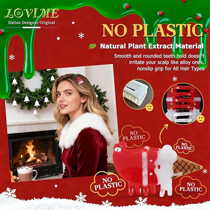 LOVIME Small Summer Hair Claw Clips for Women Girls - Italian Ice cream Cone Hair Accessories for Women Girls Fun Acetate Mini Hair Clips for Thin & Thick Hair Mothers Day Gifts for Mom Gift Box