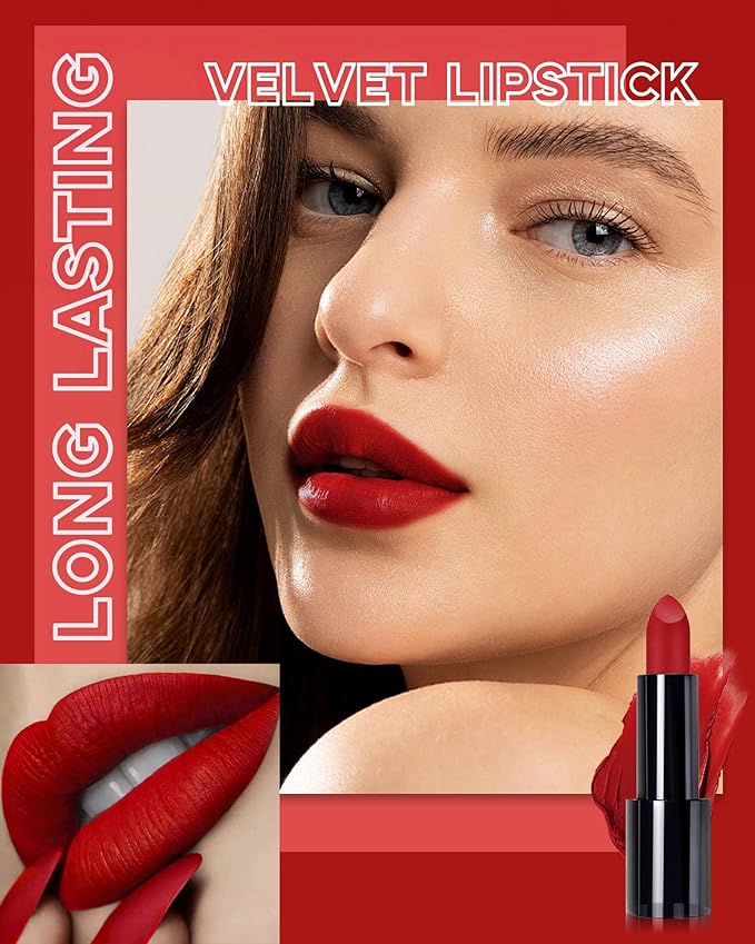 Caedelfly Velvet Matte Lipstick, Dark Red Lipstick for Women, Halloween -03