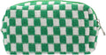PAZIMIIK Checkered Makeup Bag for Purse, Small Travel Cosmetic Pouch,Green