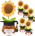 Lanpul Crochet Sunflower Graduation Pot, Handmade Teacher Appreciation Gift, Sunflower Yellow, 6.7 x 3.9 Inches, Indoor