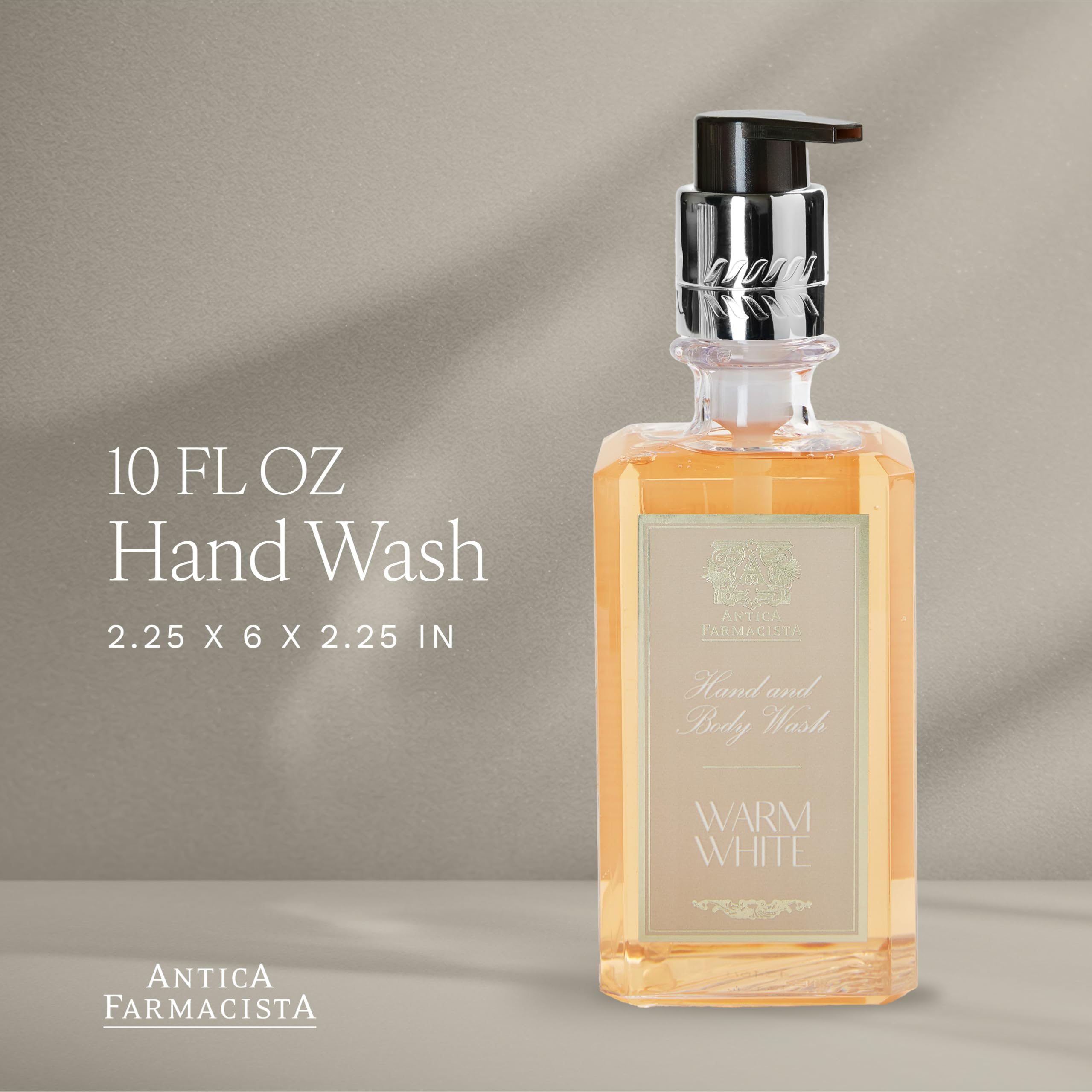 Antica Farmacista Hand & Body Wash - Luxury Nourishing & Hydrating Hand Cleansing Wash - Bath & Body Gift - Warm White, 10 fl oz