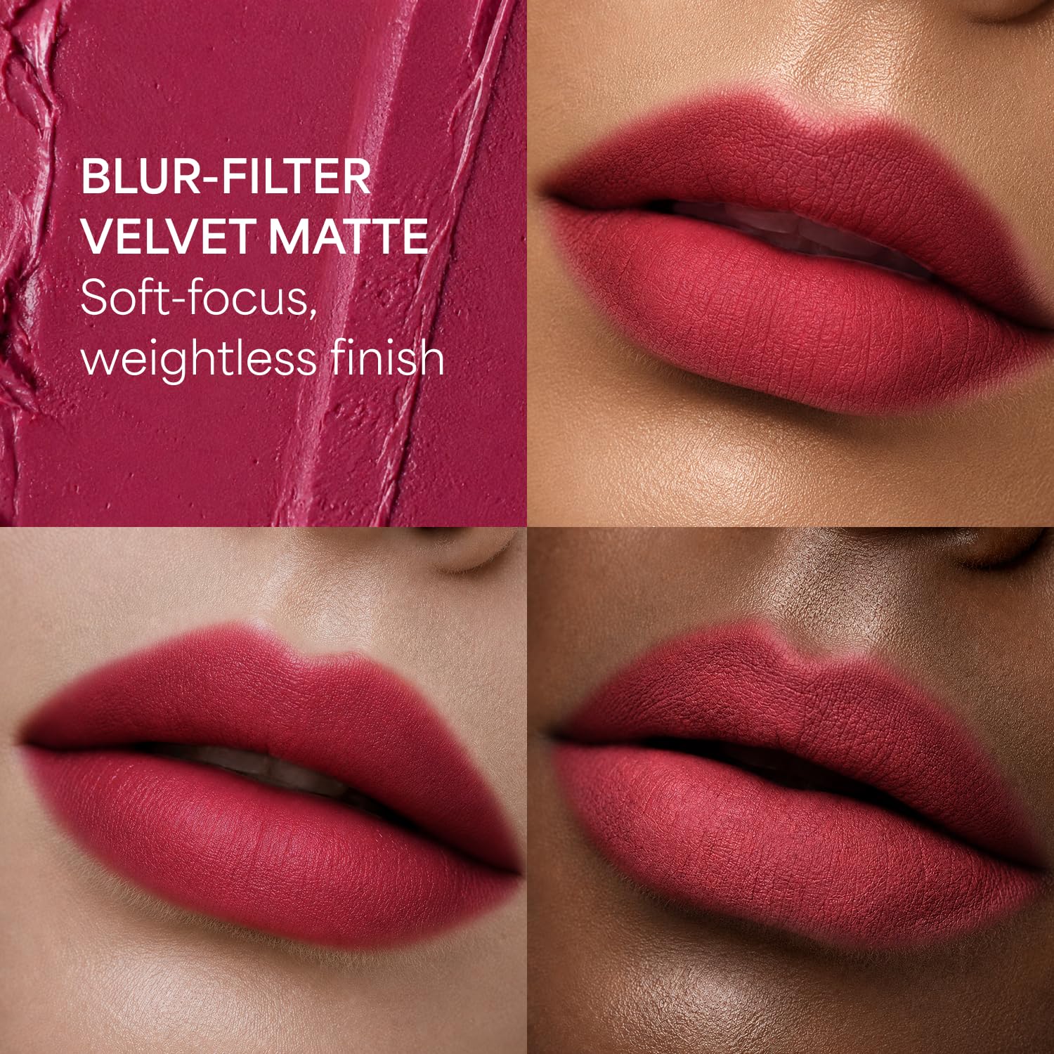 ENTROPY Makeup Matte Lip Tint – Soft Blur Line/Lightweight Velvet Matte Lip Tint, Soft Focus Finish, Natural MLBB Color, Long Lasting Lip Color - Rhodia Gem (Deep Rosy Plum)