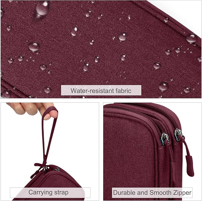 FYY Electronic Organizer, Travel Tech Pouch Bag, Cable Organizer Wine Red