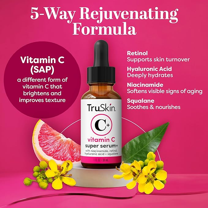 TruSkin Vitamin C Super Serum for Face, 5 Skin Benefits, 2 fl oz