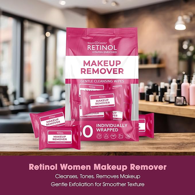 LIVAURA Retinol Makeup Remover Face Wipes - Individually Wrapped, 30 Count