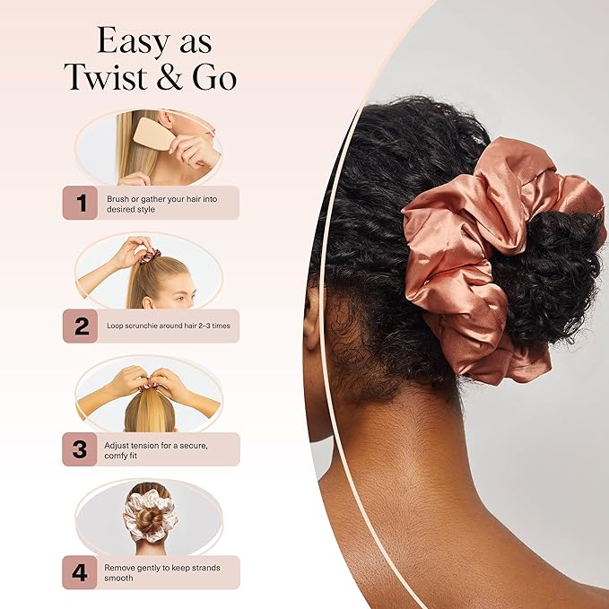 Kitsch & Disney Satin Scrunchies for Women - 2 Pcs, Desert Crown