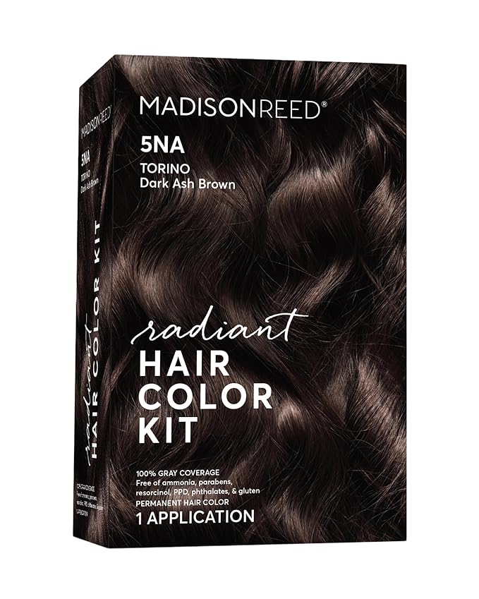 Madison Reed Radiant Hair Color Kit - 5NA Dark Ash Brown with Cool Smoky Undertones (Torino Brown), Permanent Hair Dye, Superior Gray Coverage & Dimensional Color | PPD-Free & Ammonia-Free, 1 Pack